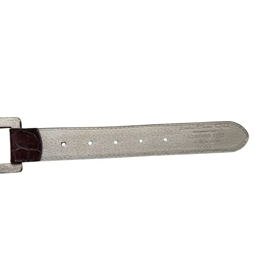 Lake Shore Drive Brown Crocodile-Embossed Genuine Leather Belt Size S/M